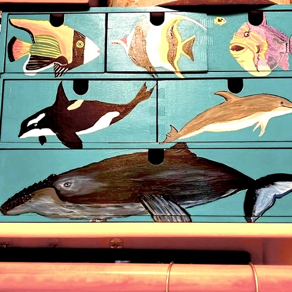 Hand painted multi drawer wood box